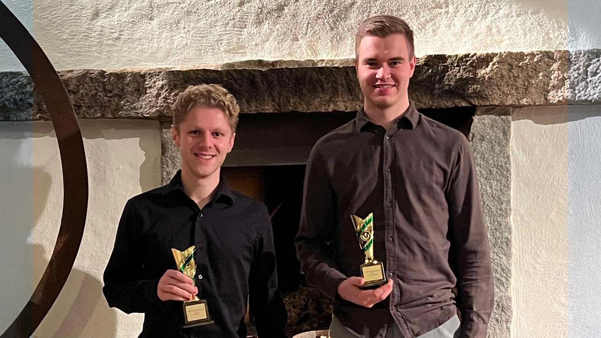 Rally driver Vincent Johansson on the left and co-driver Karl Stark on the right.
